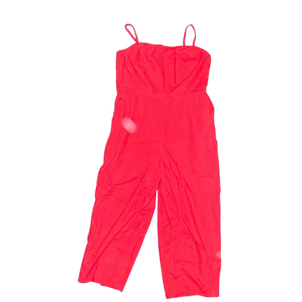Old Navy Sleeveless Cami Jumpsuit Women's Size XL Tomato Juice Red Linen Blend
